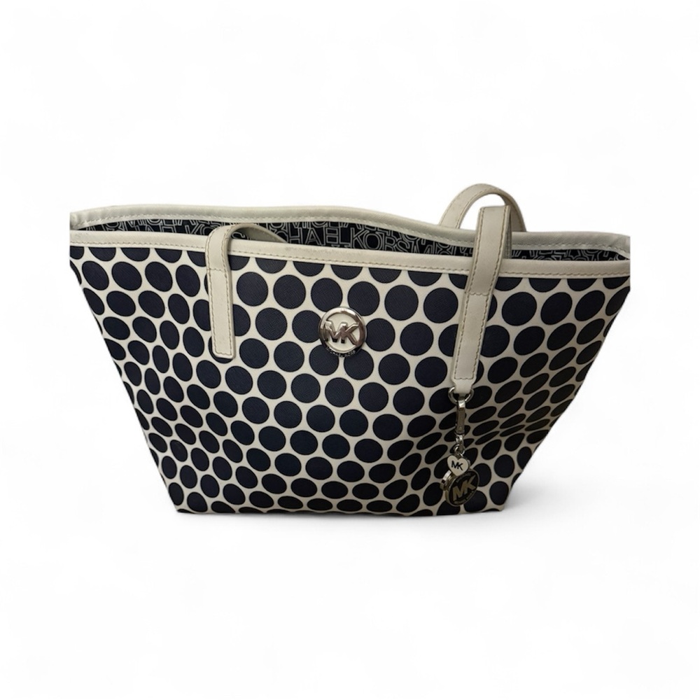 Michael Kors Navy  and White Polka Dot Tote